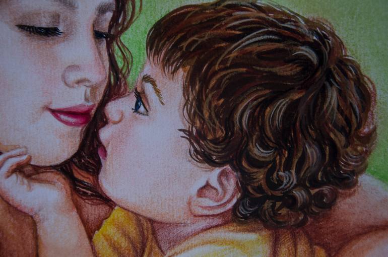 Original Impressionism Family Painting by Alexandra Larina Satori