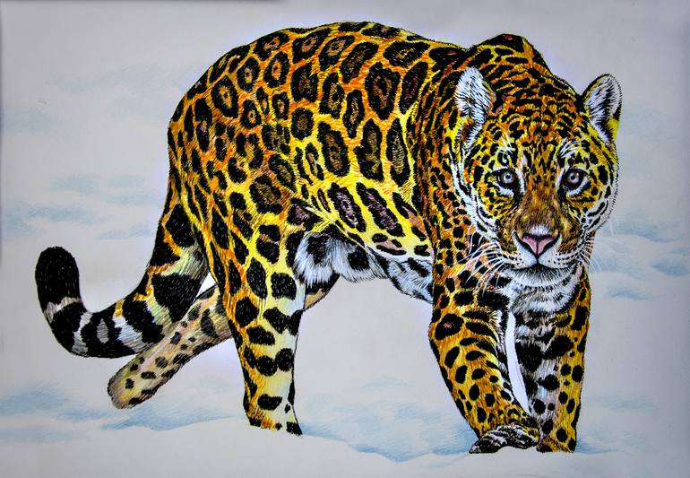 Leopard in the snow Painting by Alexandra Larina | Saatchi Art