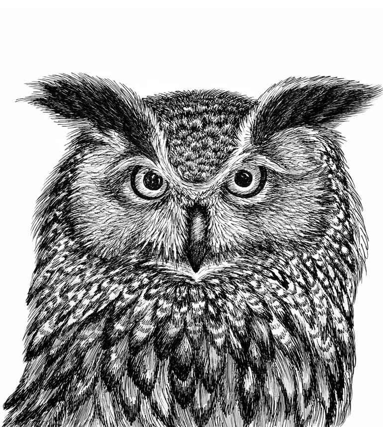 Original Art Deco Animal Drawing by Alexandra Larina Satori