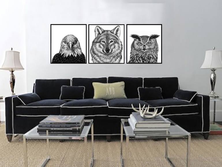 Original Art Deco Animal Drawing by Alexandra Larina Satori