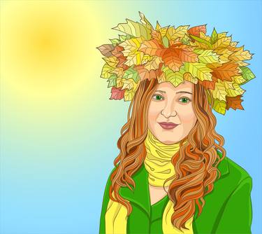 Girl with a wreath of autumn leaves on her head - Limited Edition of 33 thumb