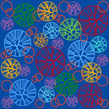 Blue square with colorful circles - Limited Edition of 33 thumb