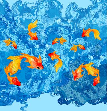 Fantasy - goldfish on the waves - Limited Edition of 33 thumb