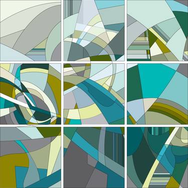Modular abstraction in green shades - Limited Edition of 23 thumb
