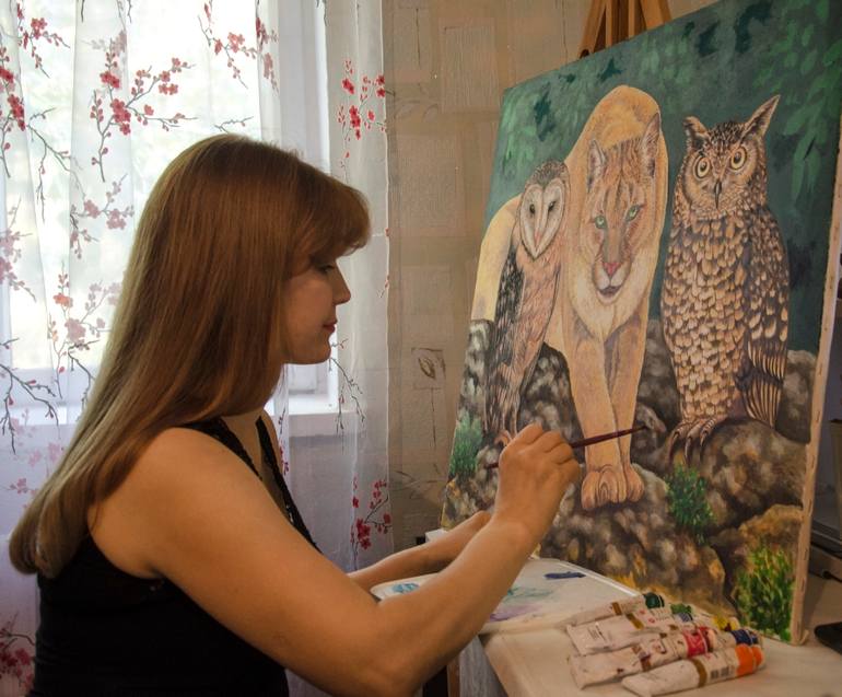 Original Figurative Animal Painting by Alexandra Larina Satori