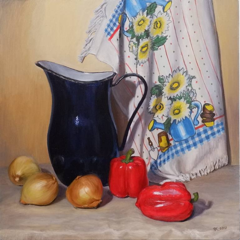 Still Life With Blue Jug Painting By Natalia Korbukh Saatchi Art