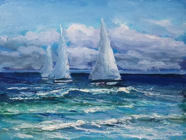 Original Impressionism Seascape Paintings by David Kabulashvili