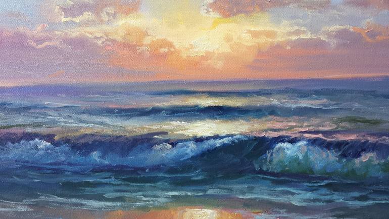 Original Impressionism Seascape Painting by David Kabulashvili