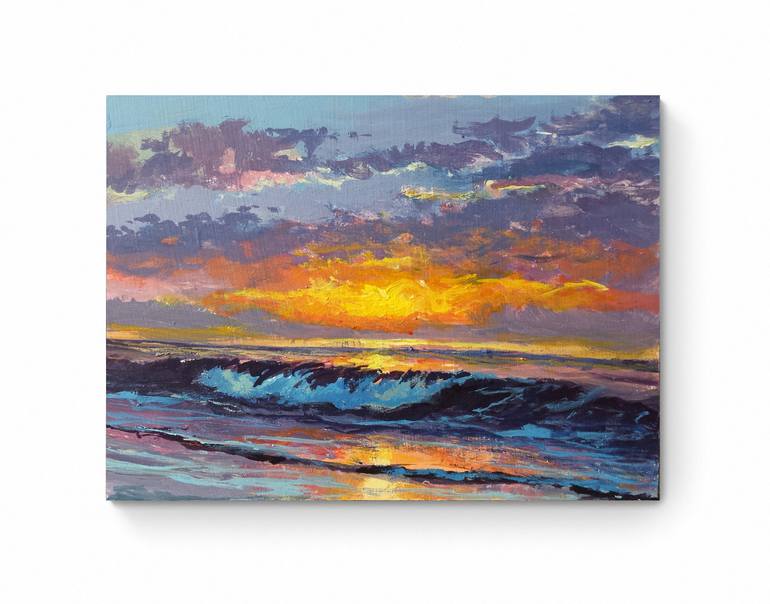 Original Impressionism Seascape Painting by David Kabulashvili