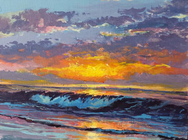 Original Impressionism Seascape Painting by David Kabulashvili