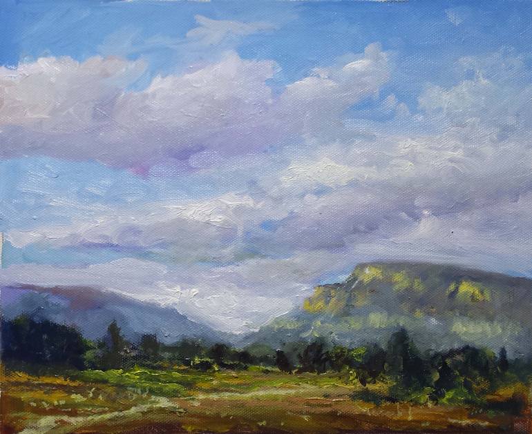 Print of Contemporary Landscape Paintings by David Kabulashvili