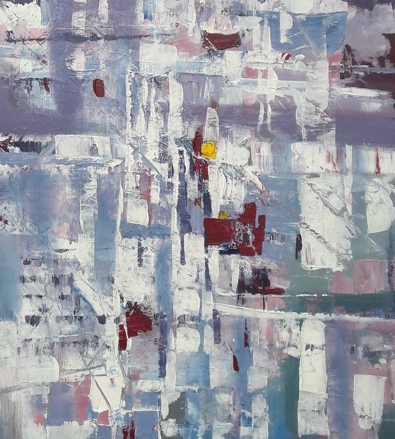 Original Abstract Cities Painting by David Kabulashvili