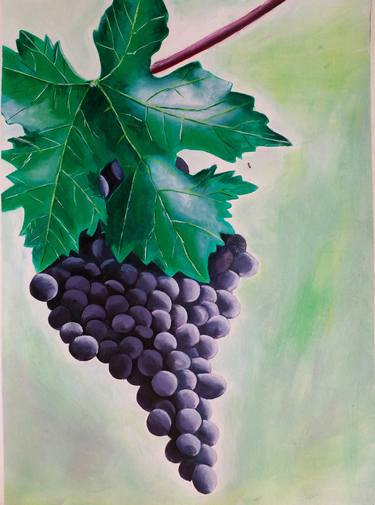 Black grapes oil painting thumb