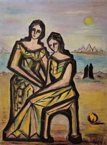 Mother And Daughter In Landscape thumb