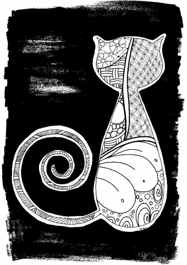 The Zentangle cat Drawing by Annalisa Amato | Saatchi Art