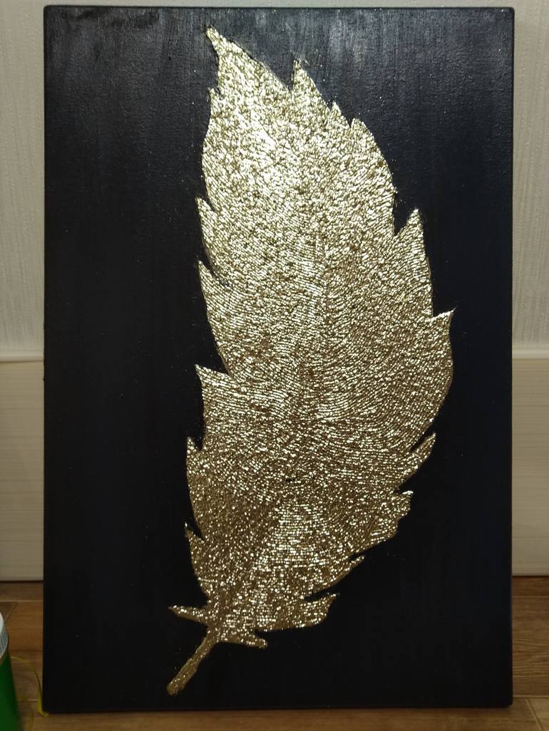 Golden leaf Painting by Yanis Salimov | Saatchi Art