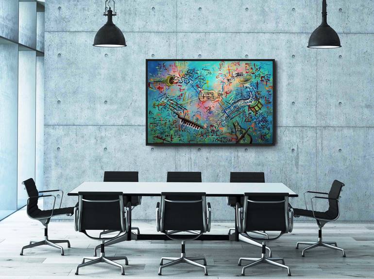 Original Art Deco Music Painting by Luís Bastos