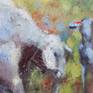 My parents have a small household. I like to visit them, especially in the summer. There I walk a lot, draw and spend time with animals. These goats inspired me to create this work.