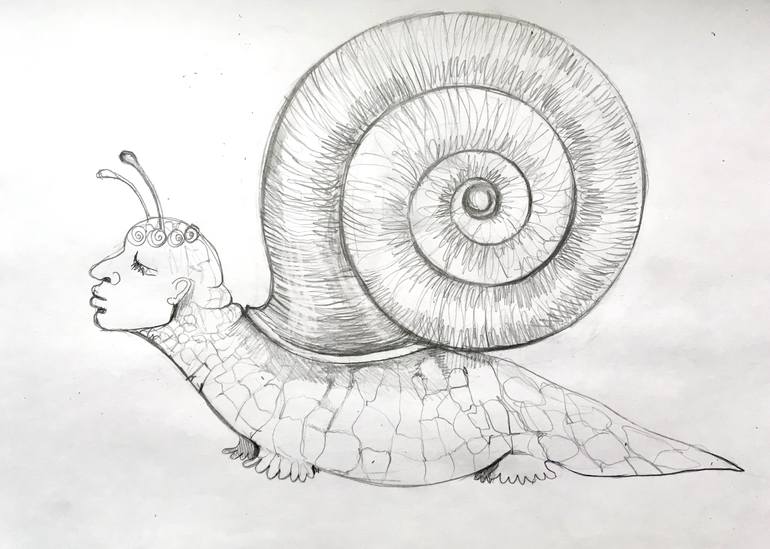mail snail Drawing by ANASTASIIA ZAKHAROVA | Saatchi Art