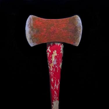 Rusted Red Axe on ultra matte black background thumb