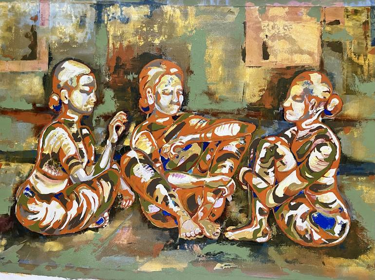 Original Abstract Expressionism People Painting by Arti Shashi