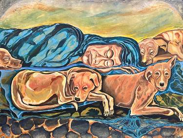 Original Abstract Expressionism Dogs Paintings by Arti Shashi