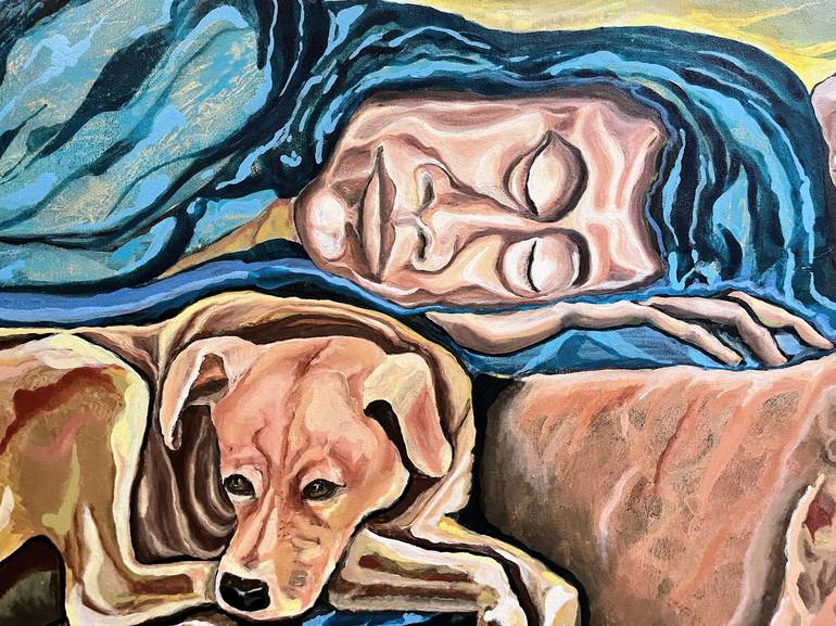 Original Abstract Expressionism Dogs Painting by Arti Shashi