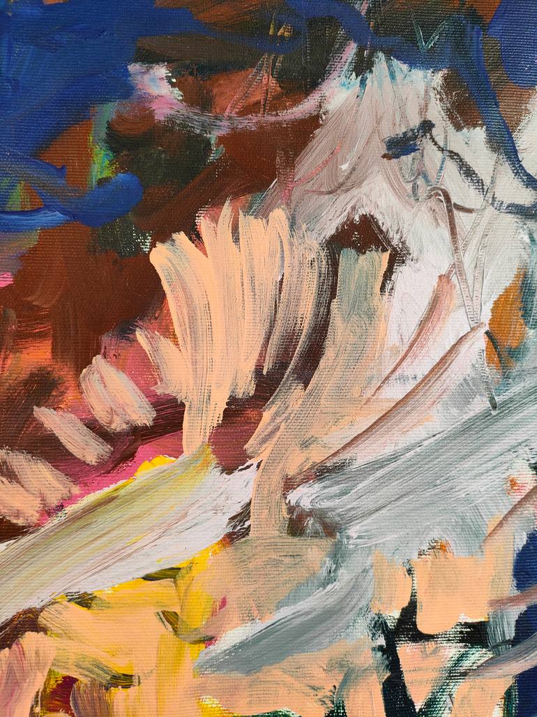 Orange and Blue flowers Painting by Emily Starck | Saatchi Art