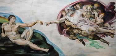 Michelangelo - the creation of Adam (reproduction) thumb
