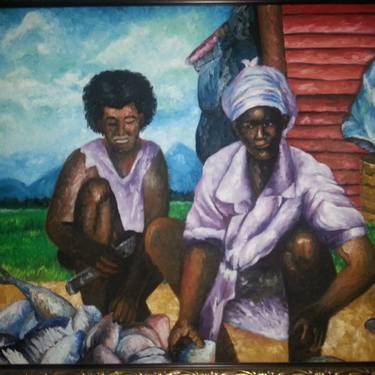 Original Impressionism People Paintings by Juan Francisco Arias Rodriguez