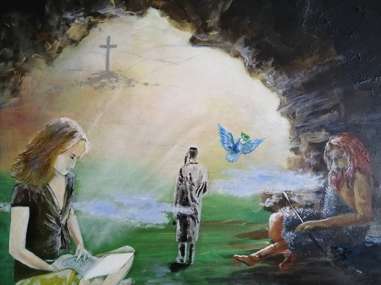 Original Surrealism Religious Painting by Anna Andura