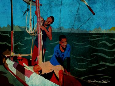 Print of Art Deco Boat Mixed Media by Fabiano Reis