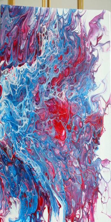 11" x 14" Original Acrylic Fluid Paint Artwork, Acrylic pour, Abstract art, Abstract painting wall art - "Water and Fire" thumb