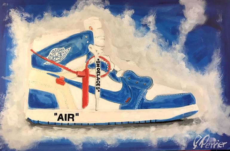 Nike Air Jordan 1 Off White UNC Painting by Sidney Perrier
