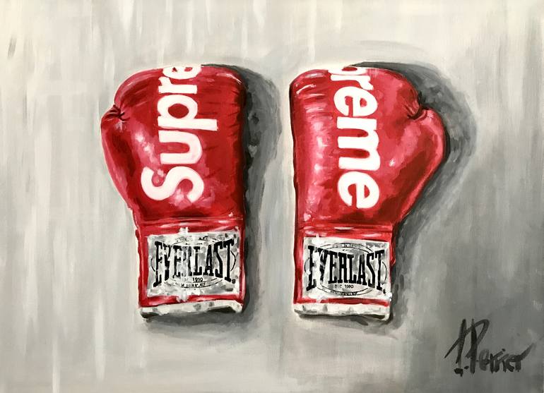 Supreme boxing gloves Painting by Sidney Perrier