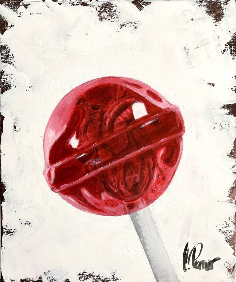 Heart filled lollipop Painting by Sidney Perrier Saatchi Art