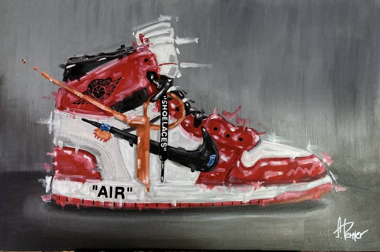 Blurred Nike Air Jordan Off White Painting by Sidney Perrier | Saatchi Art