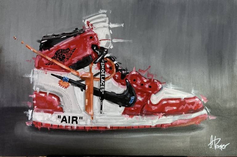 Blurred Nike Air Jordan White Painting by Sidney Perrier Art
