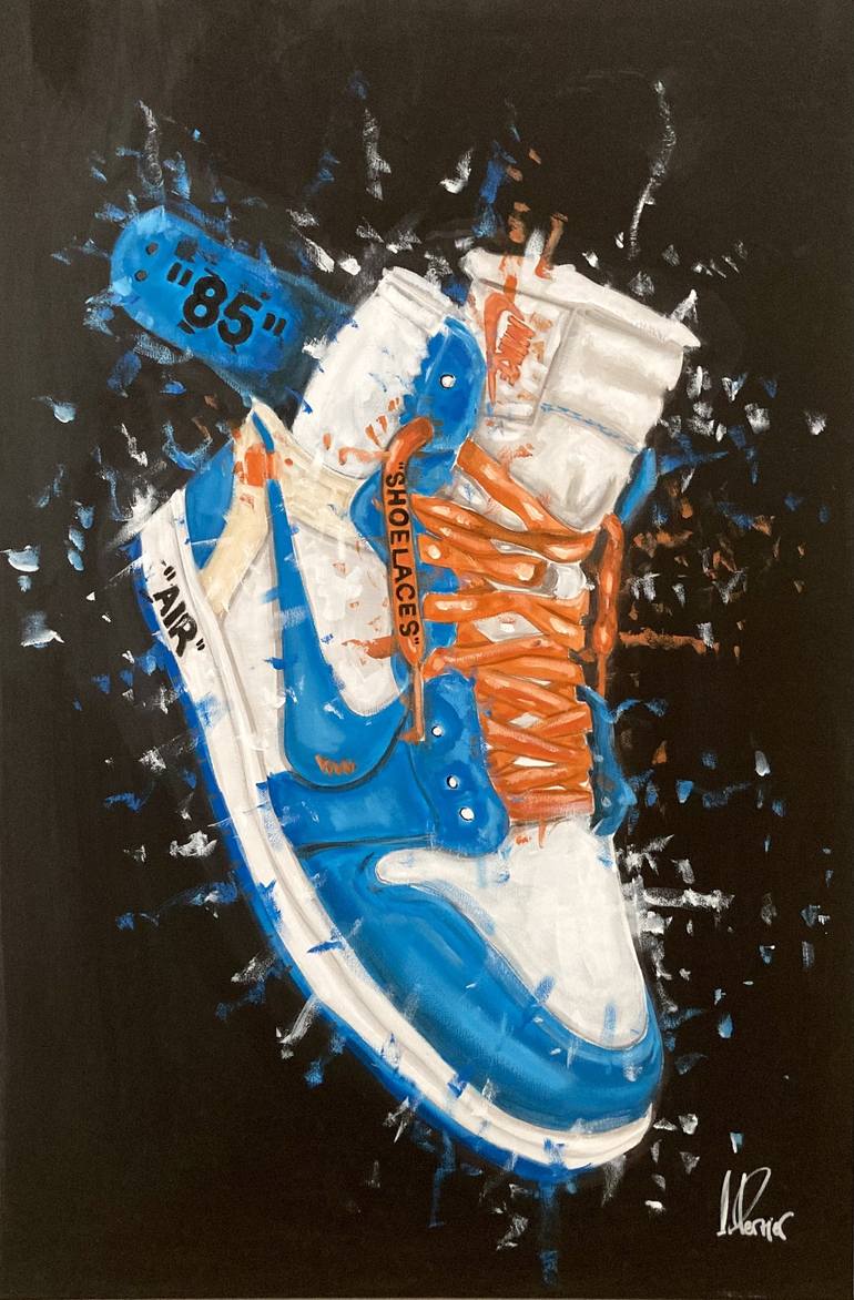 Blurred Nike Air Jordan 1 Off White Painting by Sidney Perrier