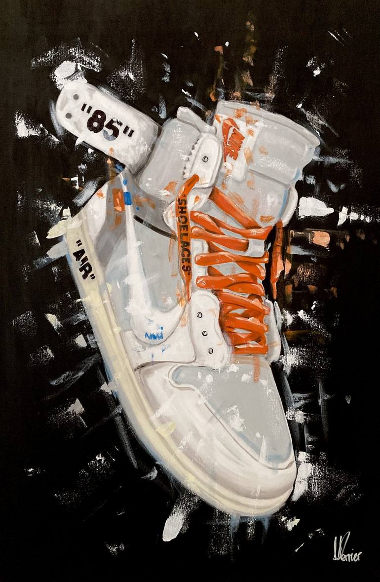 Blurred Nike Air Jordan 1 Off White Painting by Sidney Perrier