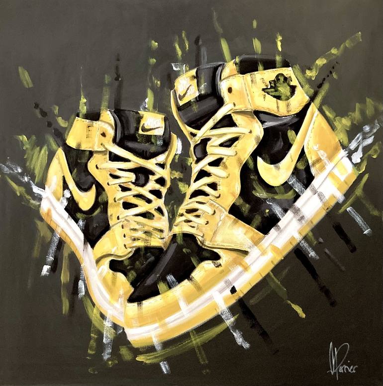 Blurred Nike Air Jordan 1 Off White Painting by Sidney Perrier