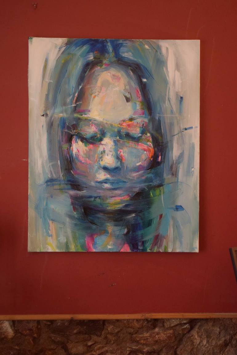 Original Expressionism Portrait Painting by Georgia Theologou