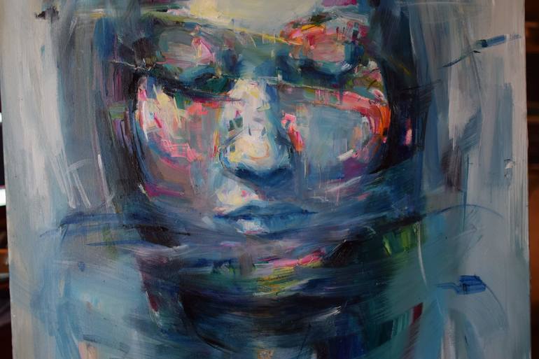 Original Expressionism Portrait Painting by Georgia Theologou