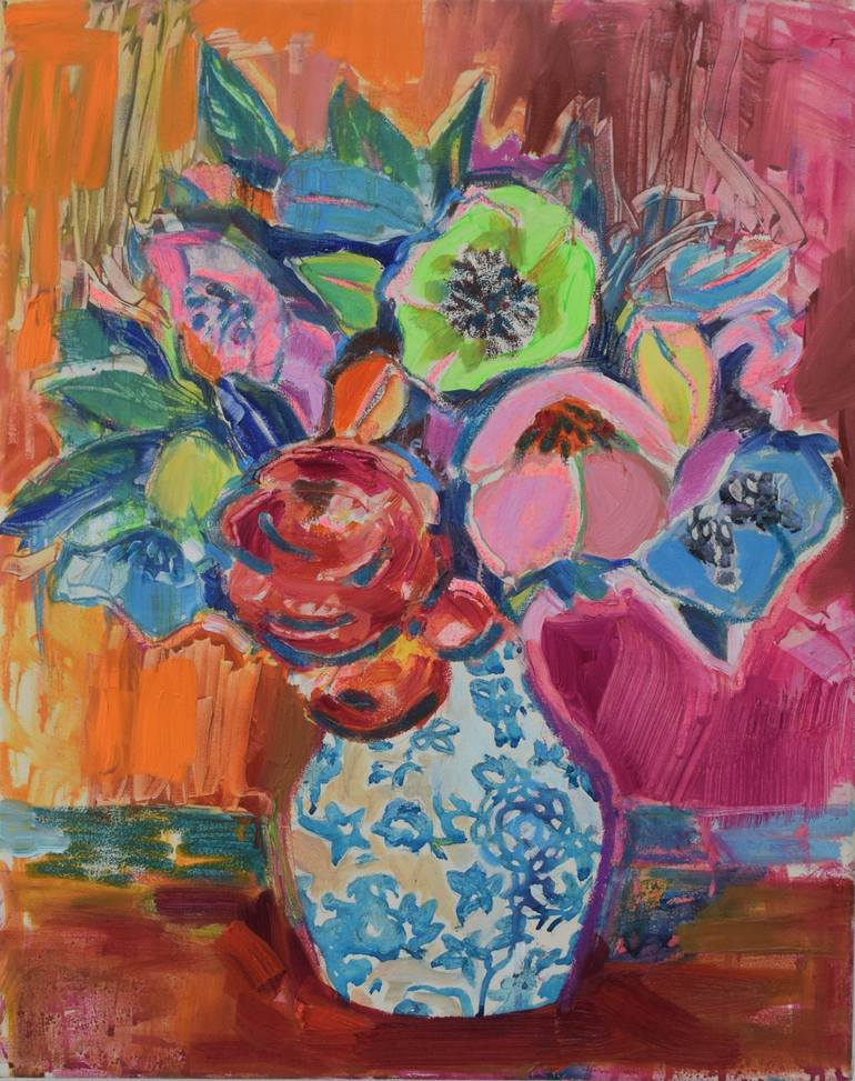 Flowers 012 Painting by Georgia Theologou | Saatchi Art