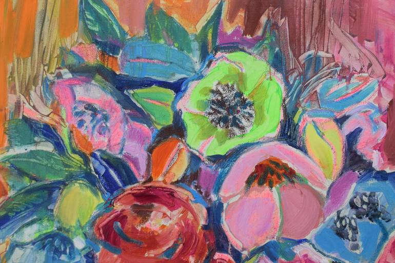 Original Expressionism Floral Painting by Georgia Theologou