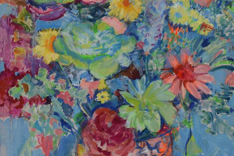 Original Impressionism Floral Painting by Georgia Theologou