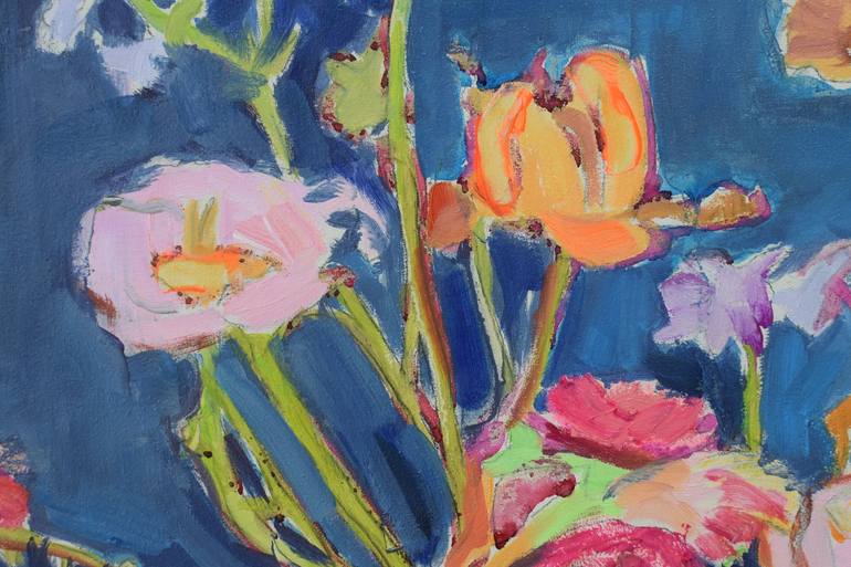 Original Expressionism Floral Painting by Georgia Theologou