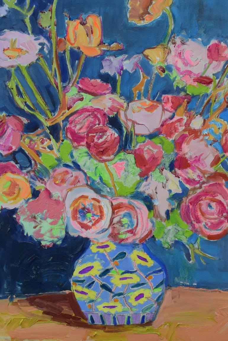 Original Expressionism Floral Painting by Georgia Theologou