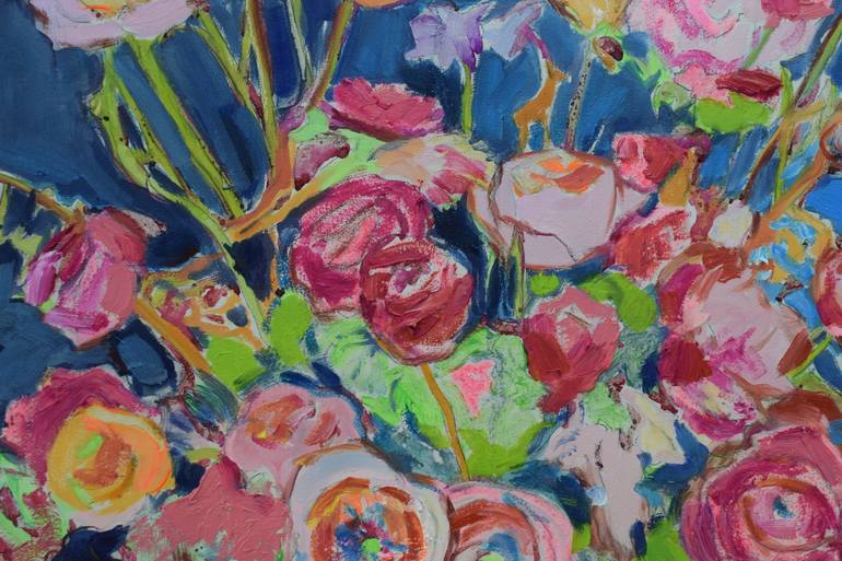 Original Expressionism Floral Painting by Georgia Theologou