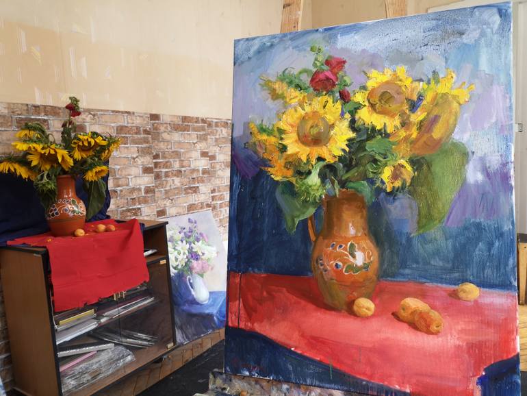 Original Expressionism Floral Painting by Olga Samar